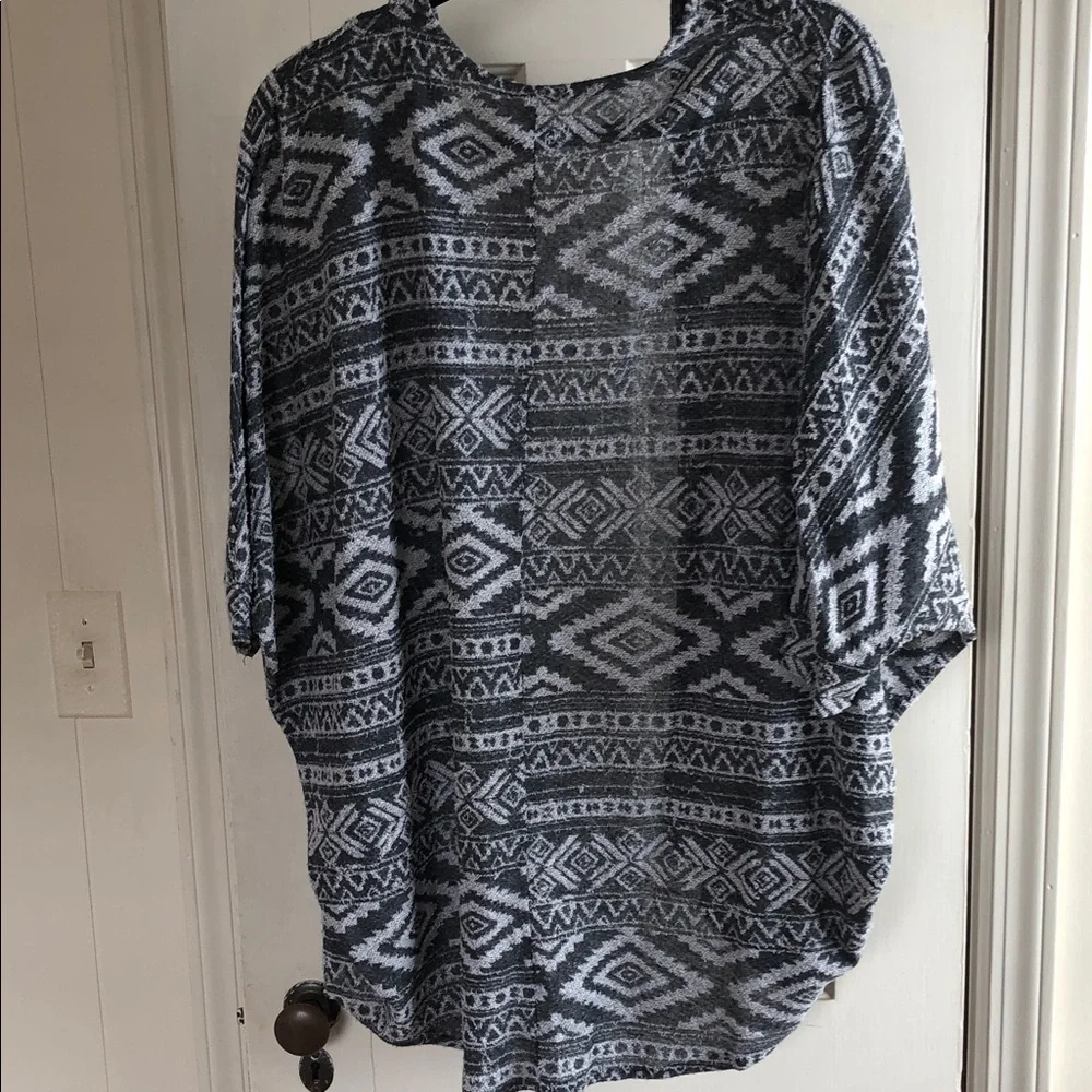 Andree Gray Open-Front Aztec Pattern Cardigan - Picture 3 of 3